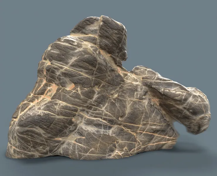 Suiseki Stone 15 from Japan - High-Quality 3D Model with Metallic-Roughness PBR Textures for Games, VR, and Art Projects