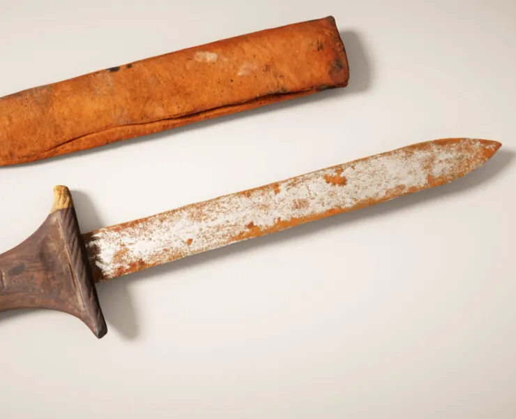 High-Quality 3D Scanned Leather Wood Knife - OBJ Format with 2K Textures for Games, 3D Printing, Arch Viz, and Virtual Reality