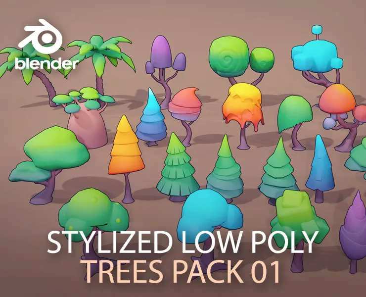 Stylized Low Poly Trees Pack 01