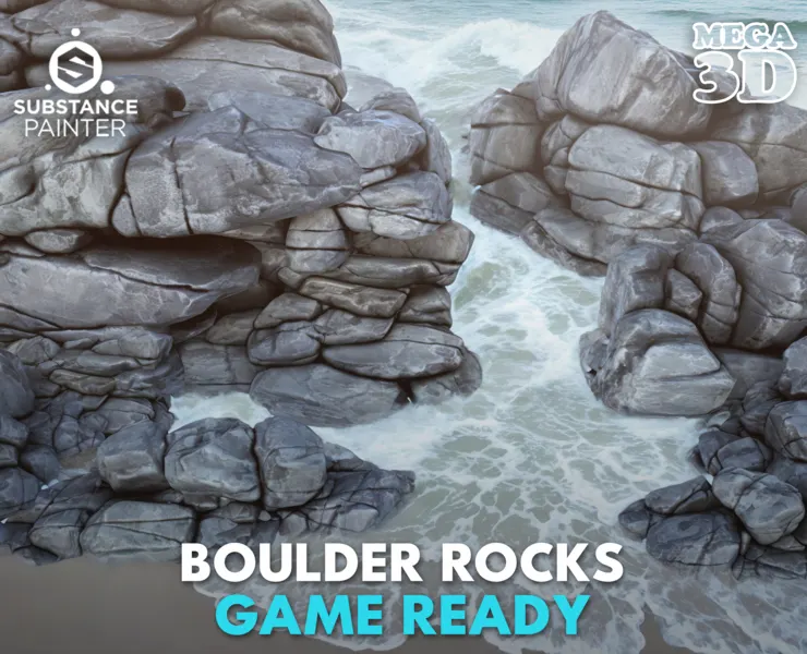 Low poly Boulder Rock 230418