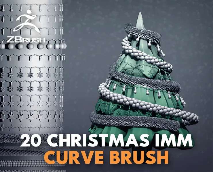 ☃️❄️ 20 Christmas IMM Curve Zbrush Brushes