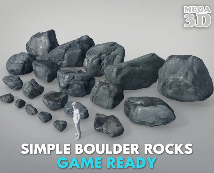 Low poly Simple Boulder Rock 230420