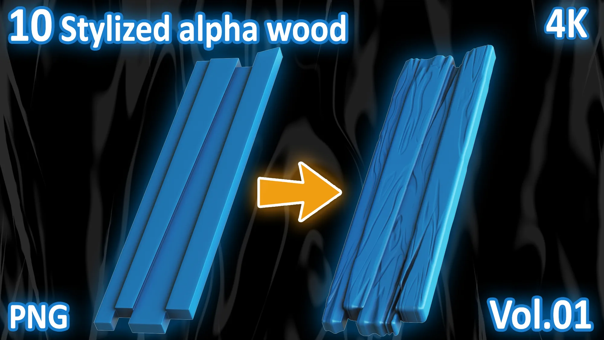 10 Stylized Alpha Wood Zbrush