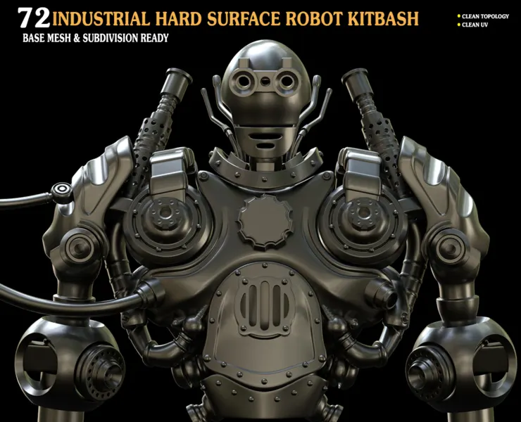 72 INDUSTRIAL HARD SURFACE ROBOT KITBASH_VOL 01