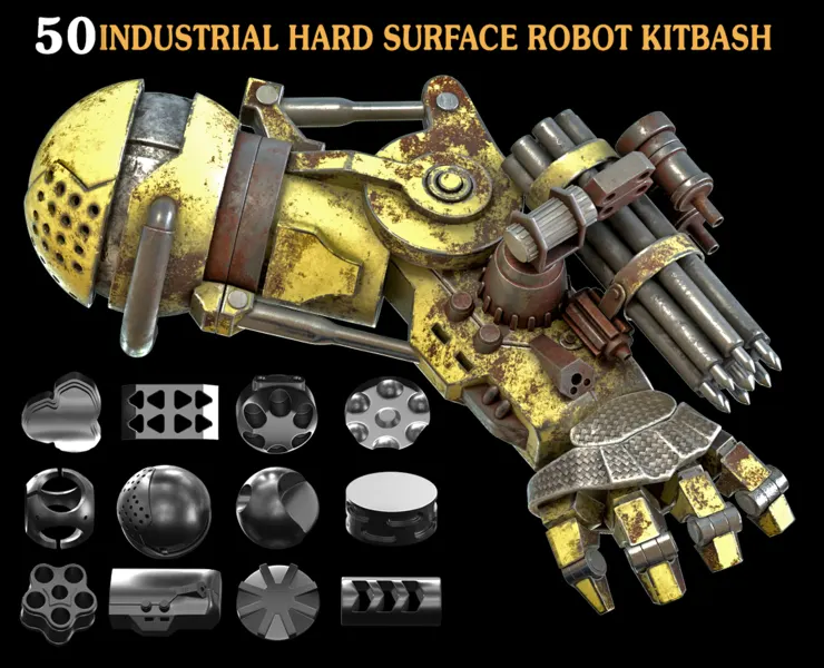 50 INDUSTRIAL HARD SURFACE ROBOT KITBASH_VOL 02