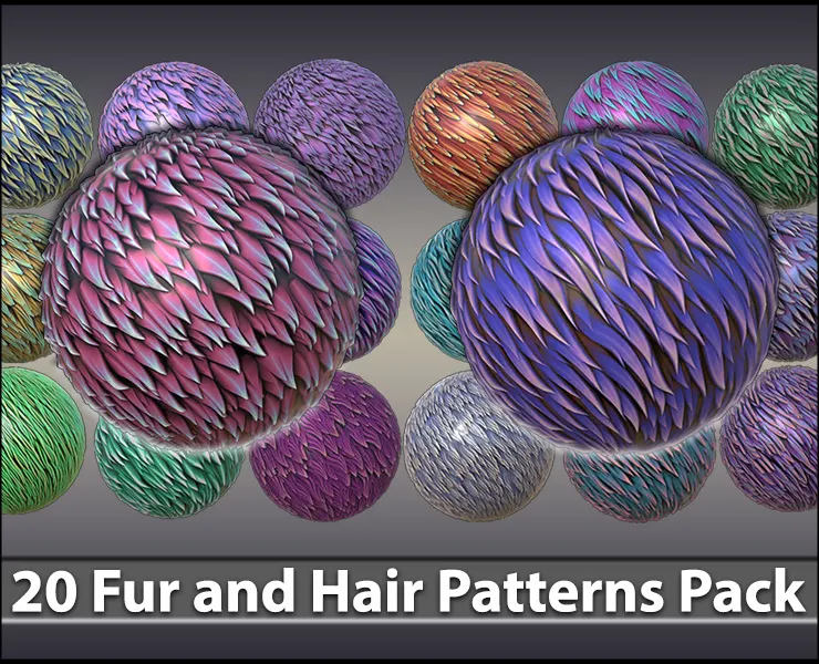 20 Stylized Fur and Hair Patterns Pack