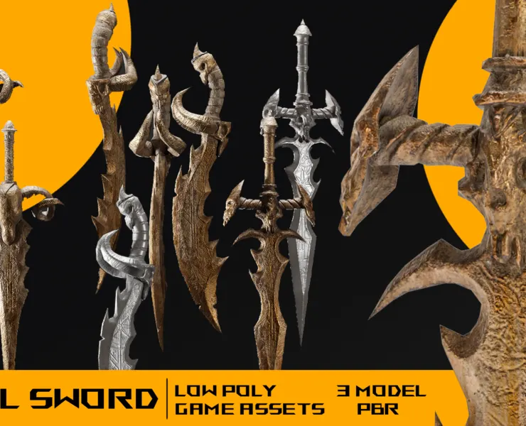 sword skull collection 3 model Game assets