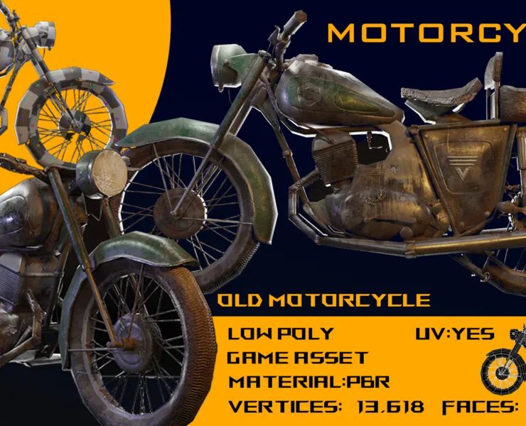 Pama classic motorcycle   Game assets