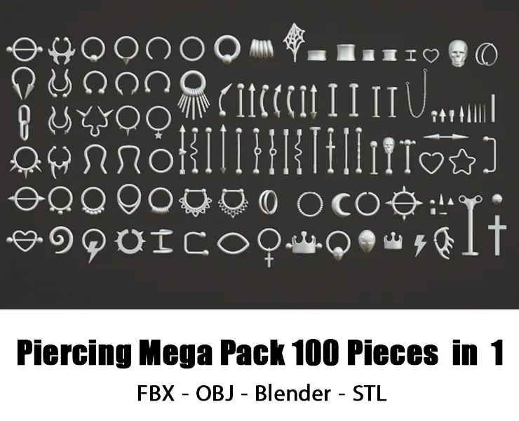 Piercing Mega Pack - 100 Pieces in 1