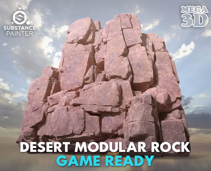 Low poly Desert Modular Rock 230426