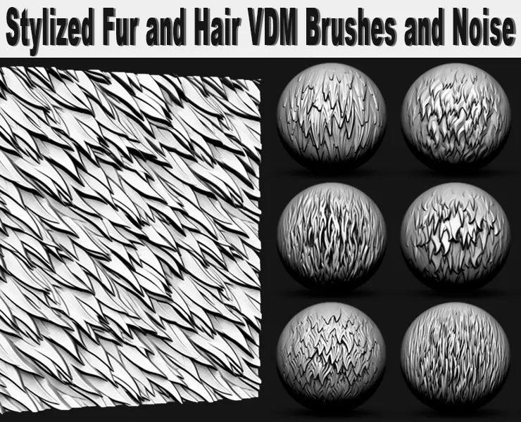 Stylized Fur and Hair VDM Brushes and Noise Vol 2