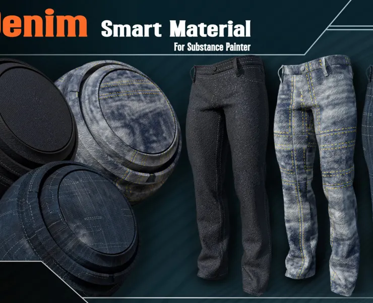 20 Denim Fabric Smart Material - VOL12 (spsm File + 2 FREE Sample)