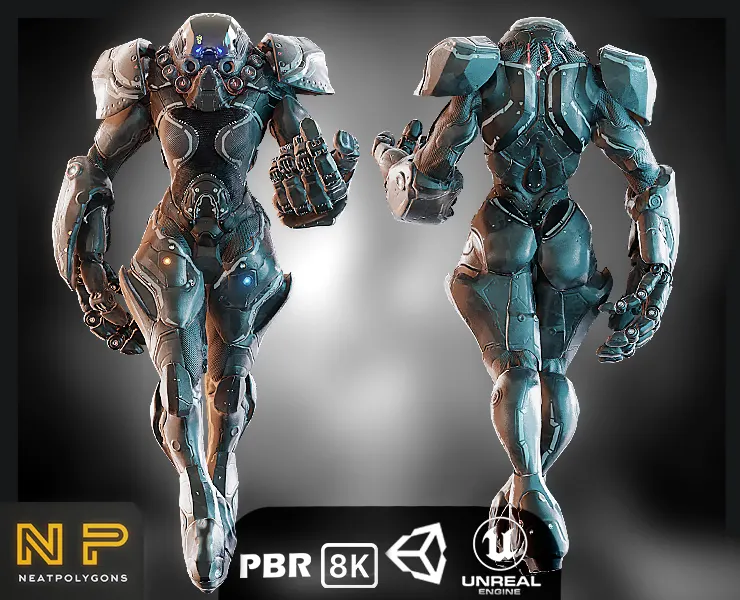 Female Cyborg - PBR Game Character