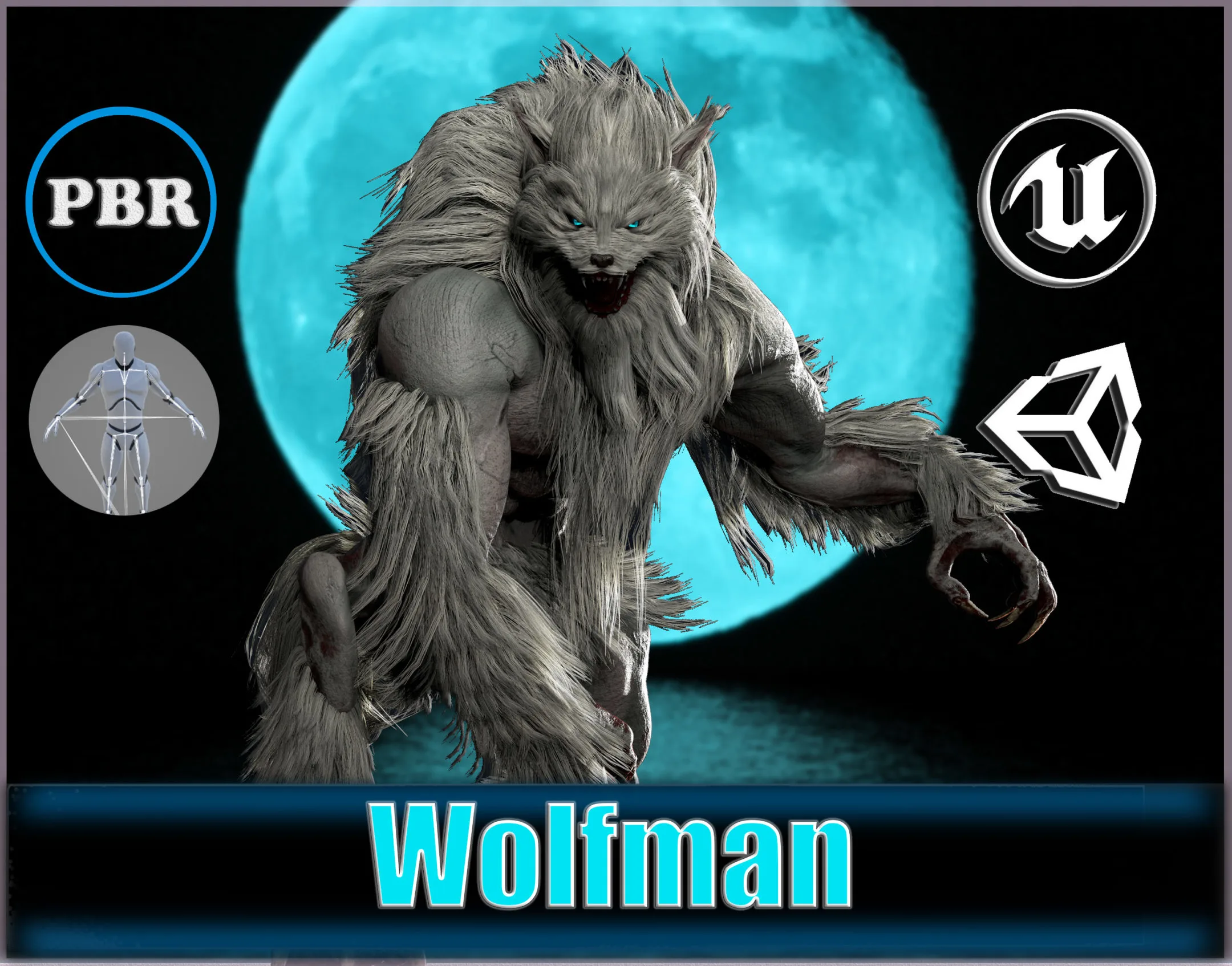 Wolfman - Game Ready Low-poly 3D model