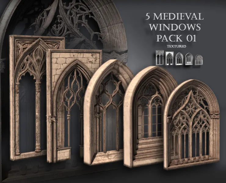 05 Medieval Windows textured Pack 01