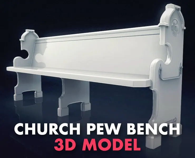 3D Church Pew Bench - High Poly