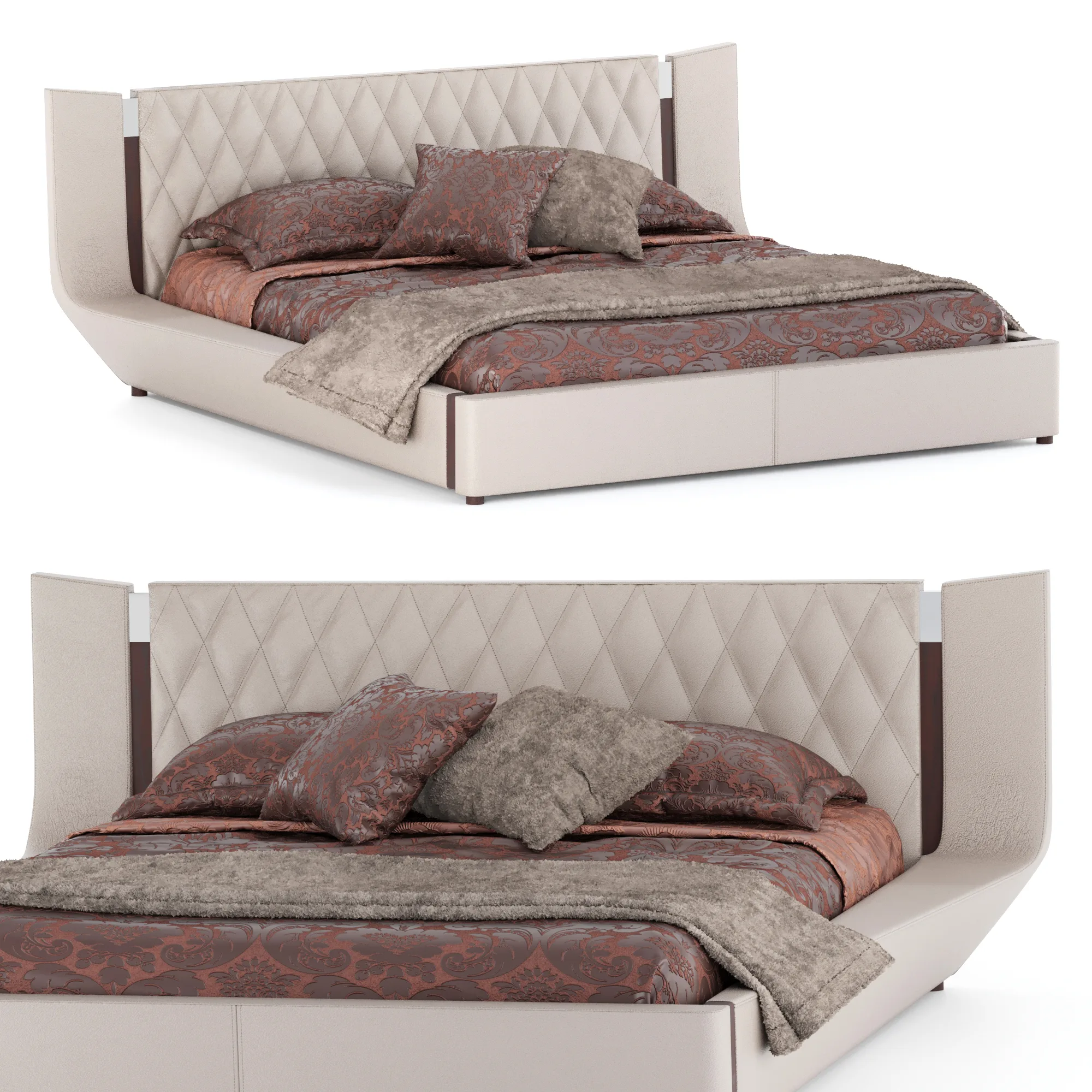 Modrest Denmark Modern Gray & Brown Oak Bed