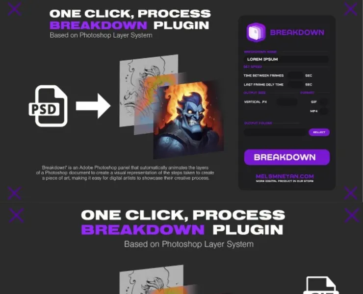 BreakDown [PS] PLUGIN for one-click Process showcase Animation