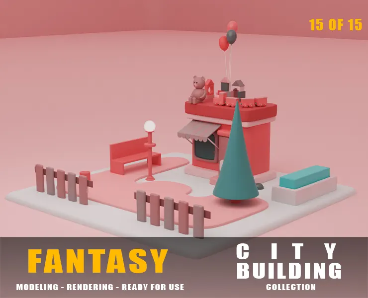 Toy store fantasy building collection cartoon city