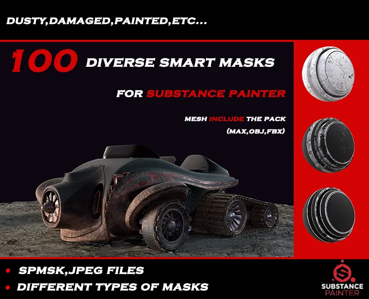 100 diverse smart masks for substance painter