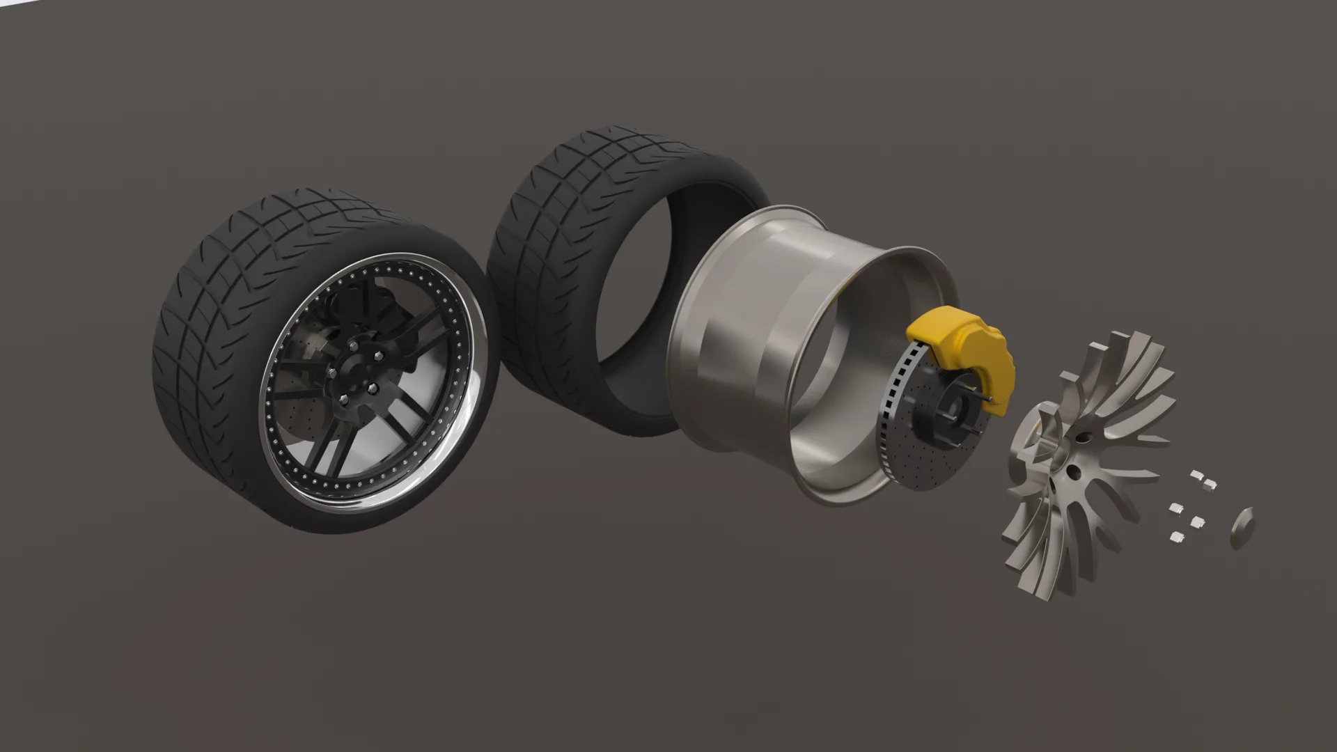 High quality aftermarket customizable tuner wheel pack 3D models