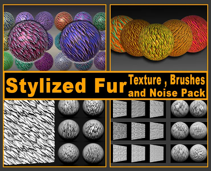 30 Stylized Fur Texture , Brushes and Noise Pack