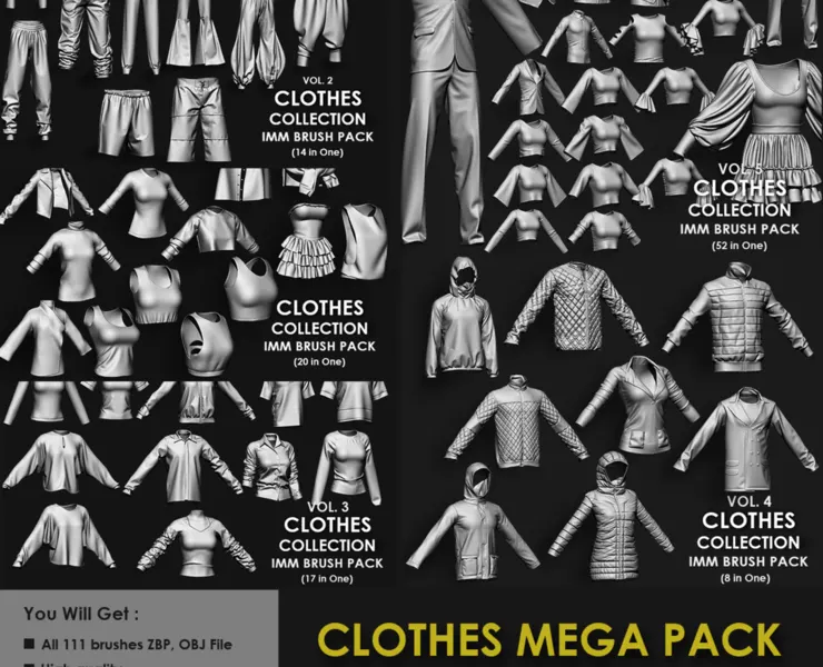 CLOTHES MEGA PACK (5 IN ONE - 111 BRUSHES)
