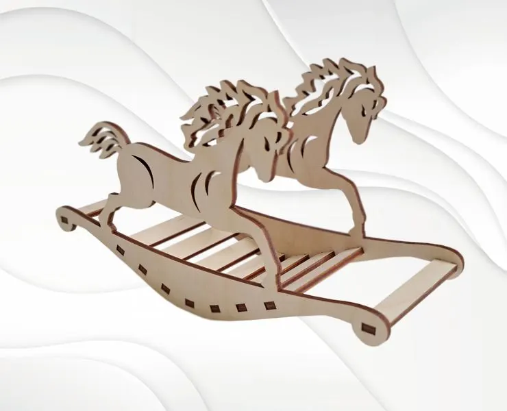 Hobbyhorse toy digital model laser cutting. Hobby Svg dxf files, vector template laser cut. Laser pattern, laser file, laser design.