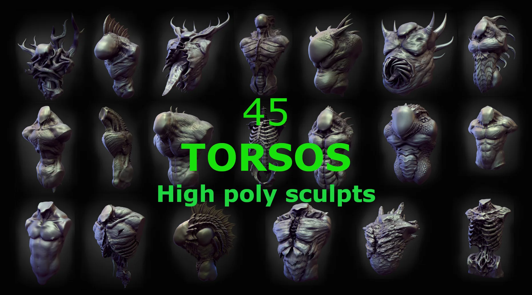 45 TORSOS high poly sculpts pack