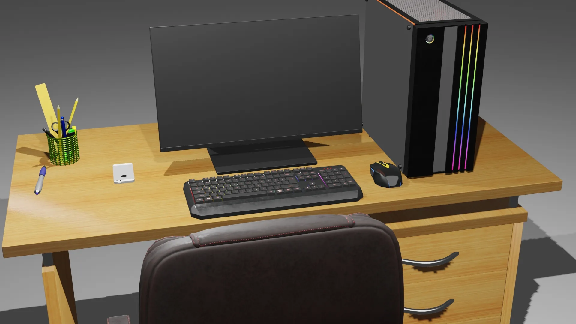 gaming computer setup 3d model