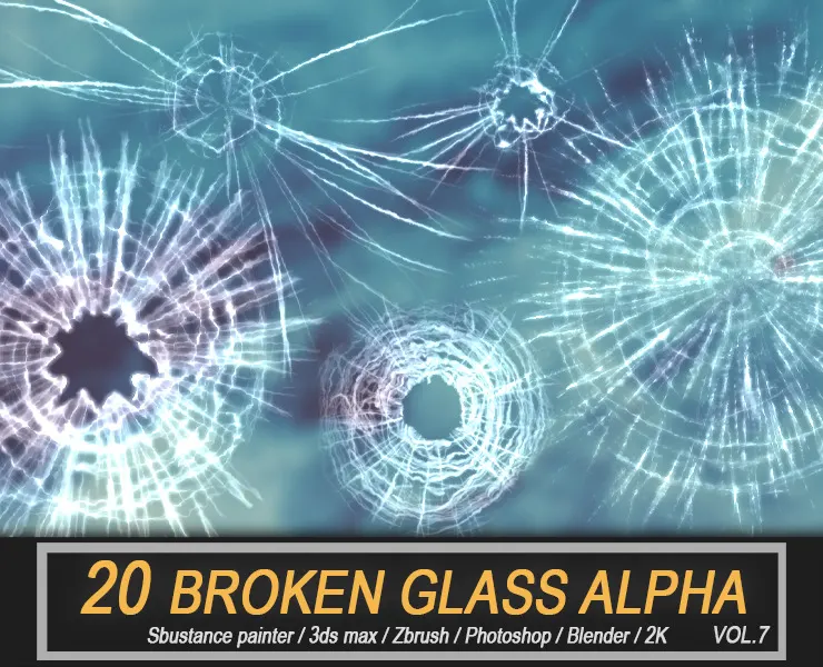 20 Broken/Crack Glass Alpha Set Vol.7