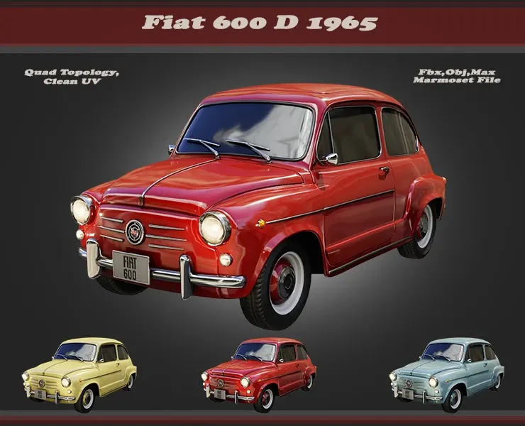 Fiat 600D 1965 3D Model