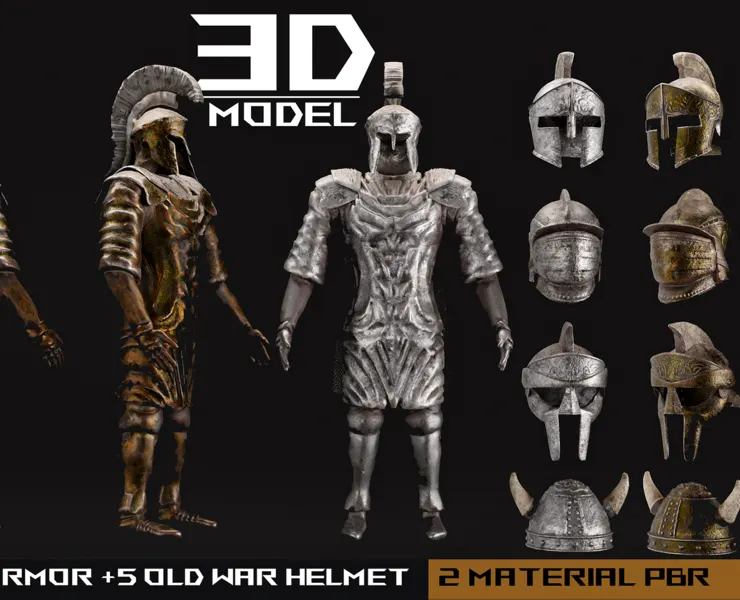 battle armor +5 Old war helmet 3d model