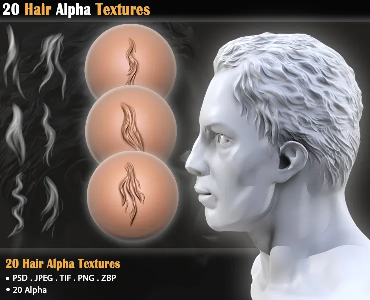 20 Hair Alpha Textures +Brushes