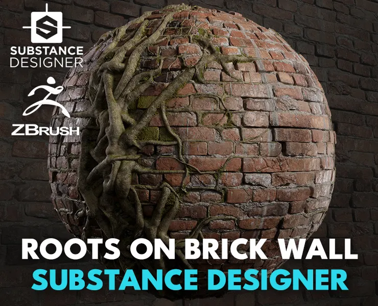 Tree roots on brick wall - Substace Designer