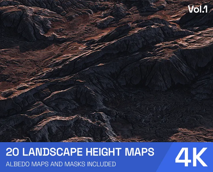 20 Landscape Height Maps — Vol.1 | 4K