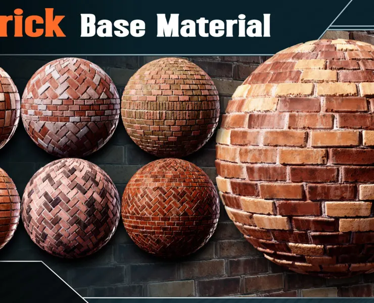 10 Brick Base Material - vol.01( 4K PBR Textures + SBSAR & SBS File )