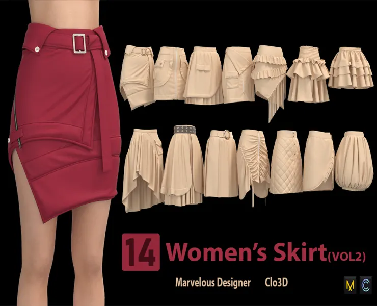 14 Women's Skirt + Zprj +Fbx +Obj