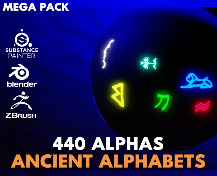 440 Alpha Brushes of The Oldest Alphabets in the World (Mega Pack) + 3 video Tutorial - VOL 1