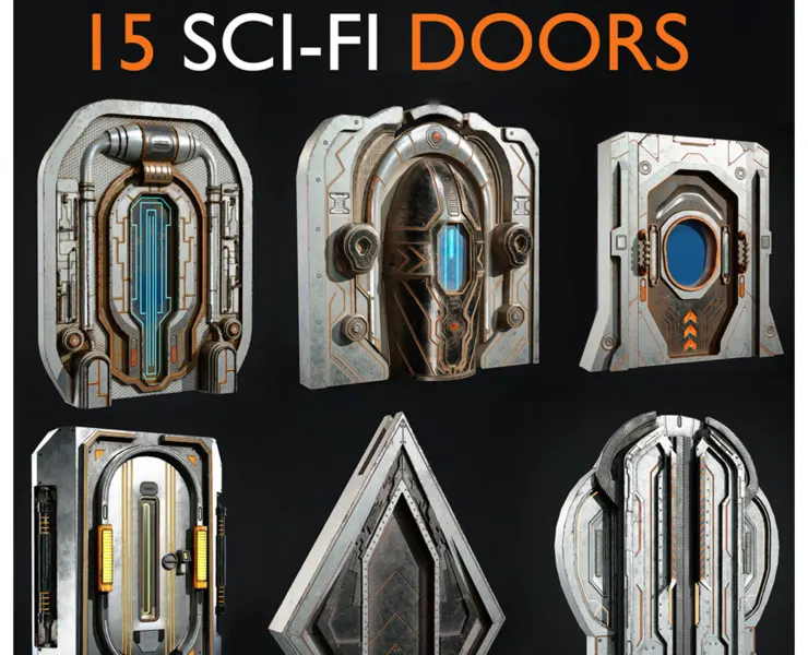 15 Scifi Doors (Game Ready)