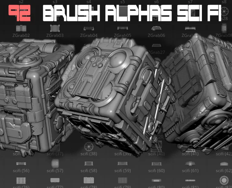 Zbrush Alphas Scifi 92