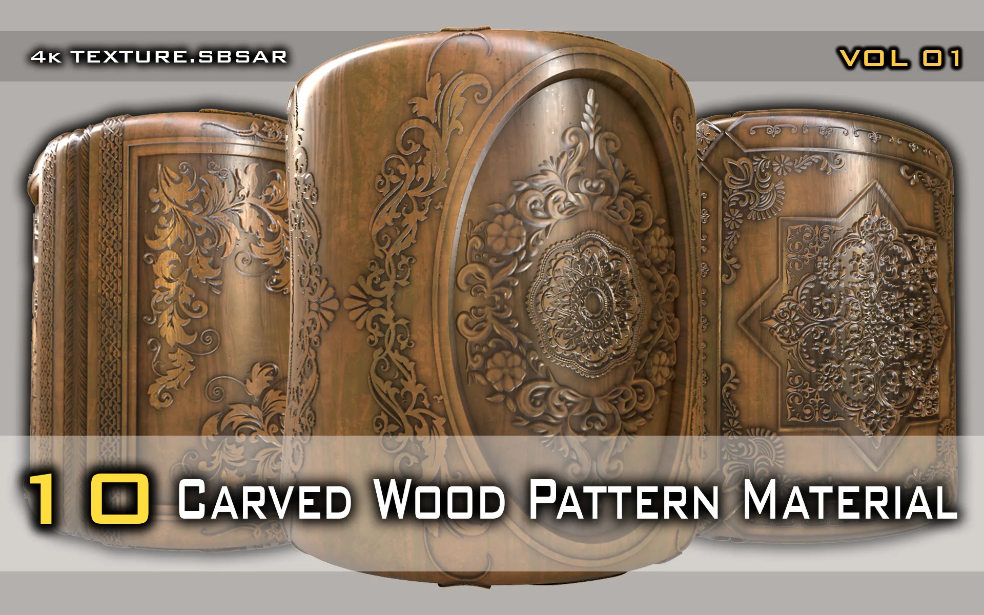 Carved Wood Pattern Material pack