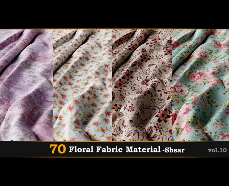 70 Velvet Floral Fabric Material_Sbsar Vol.10