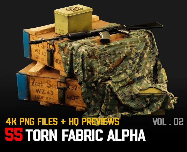 " 55 Torn Fabric Alphas " (Vol.2) + Video Tutorial