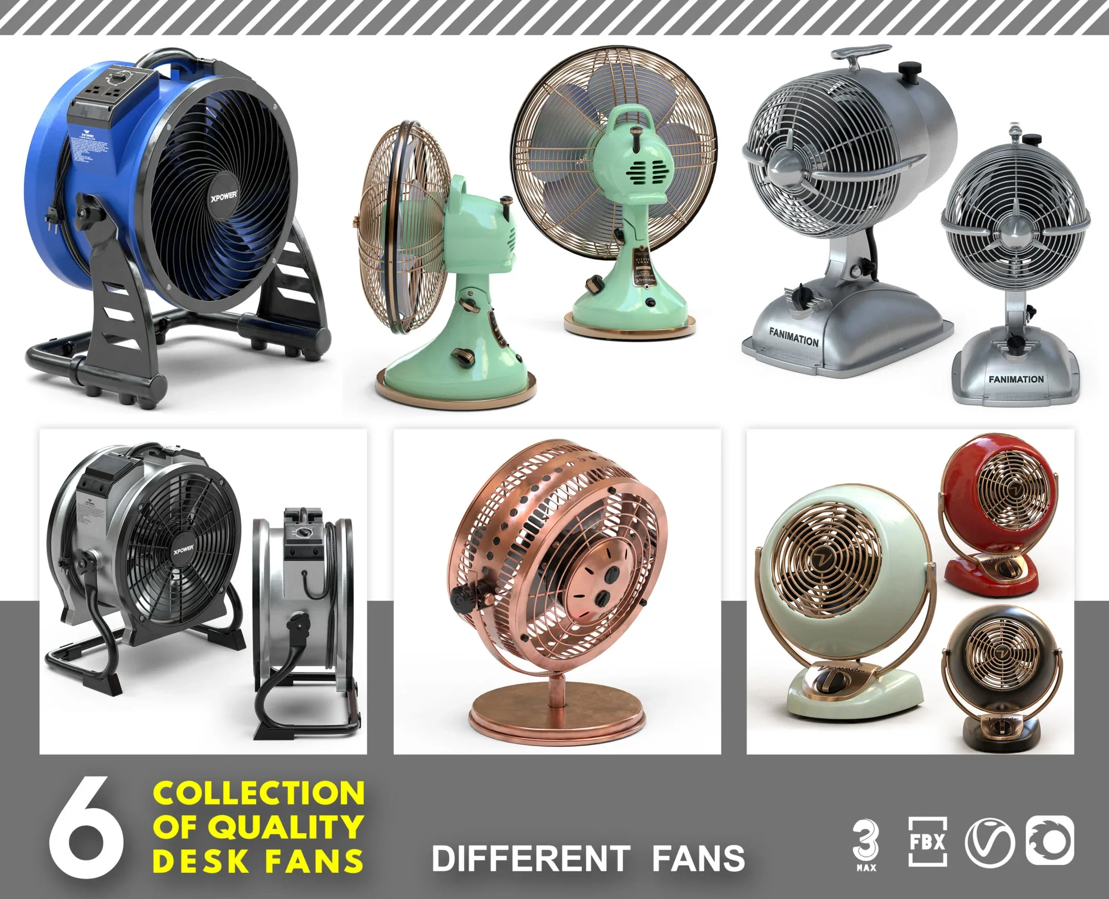 6 collection of quality desk fans