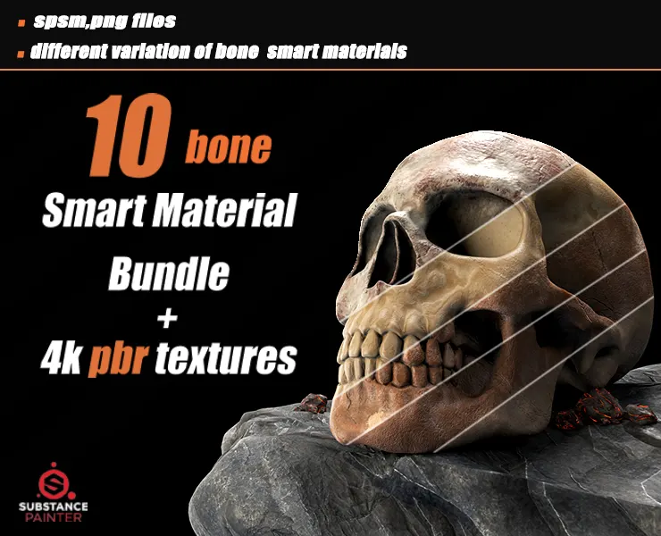 10 Bone Smart Material + 4k PBR Textures_VOL01