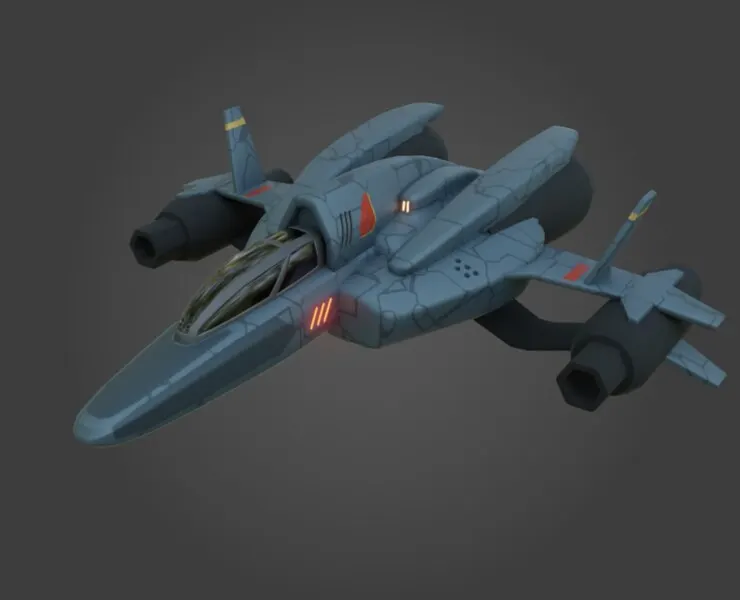 Sci-Fi Fighter Jet - Low Poly - Game Ready - PBR