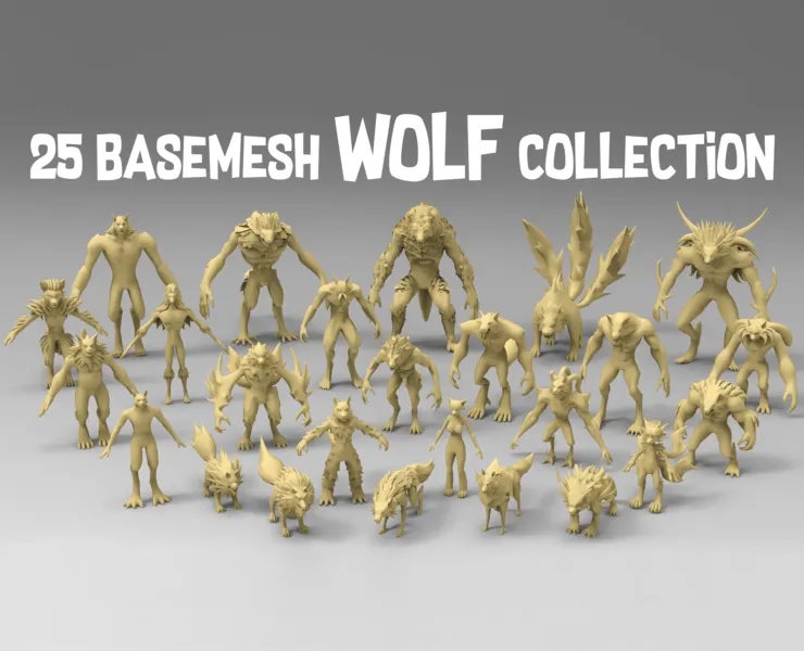 25 basemesh wolf collection