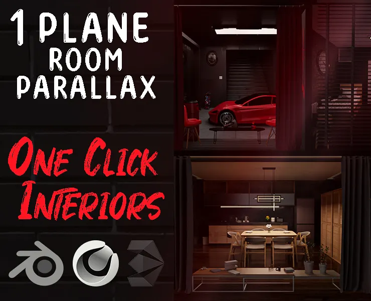 Parallax room pack | One click interiors | 20+20 | KPACK | Windows