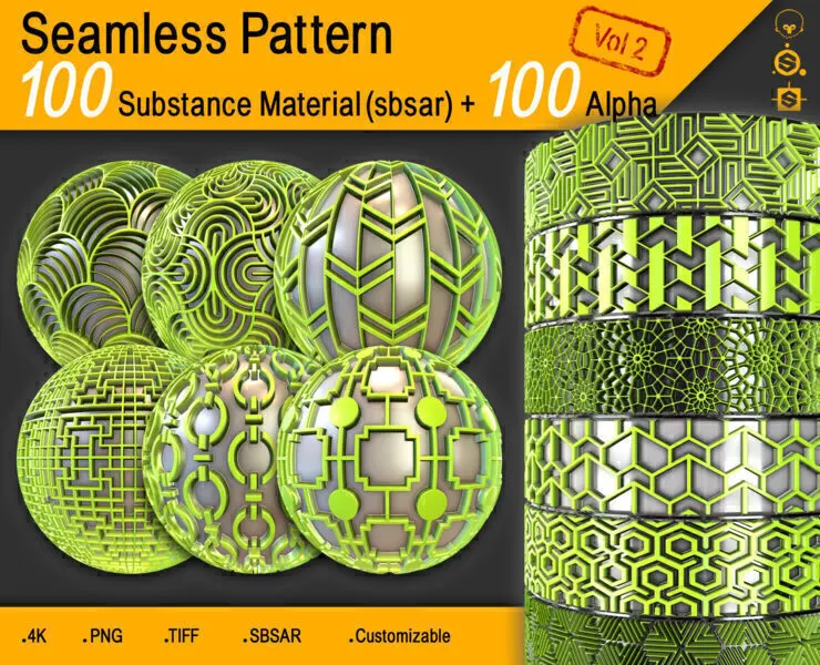 100 Seamless Pattern + Alpha (4K) Vol 2